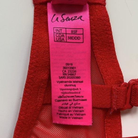 38 DDD La Senza Red Lace Beyond Sexy Classic Plunge Push-Up Bra - Picture 5 of 9